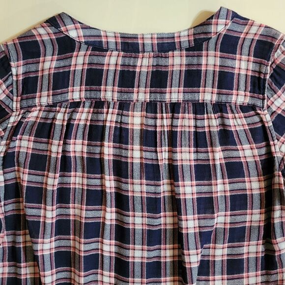 Silver Jeans Co. Navy Plaid Long Sleeve Button-Down Blouse - Picture 13 of 16